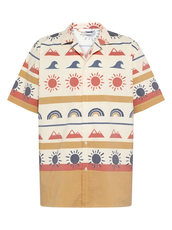 KnowledgeCotton Apparel Mens Relaxed Print Short Sleeve Shirt - Multi color AOP